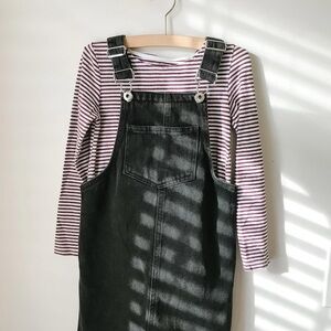 Black Denim Overall Dress